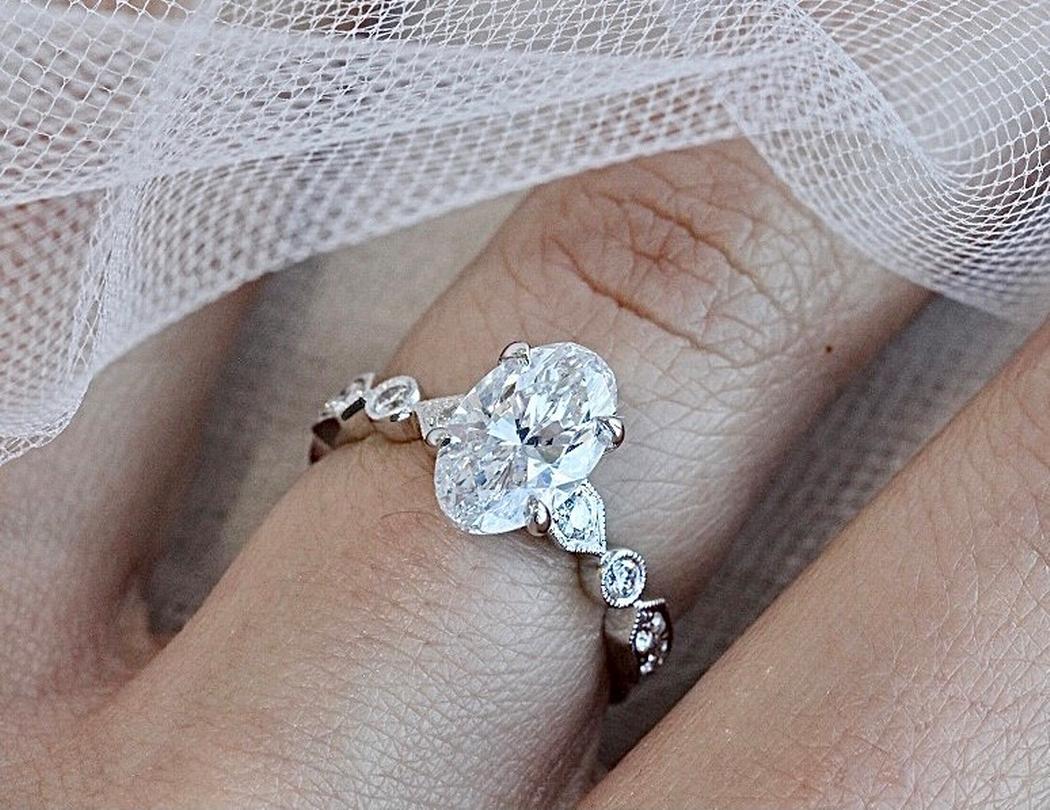 Oval Diamond Stackable Engagement Ring
